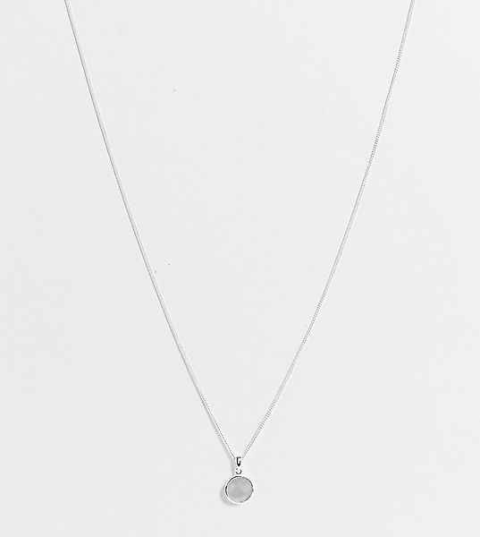 ASOS DESIGN – Silberfarbene Halskette aus Sterlingsilber mit Kunstperlen-An günstig online kaufen