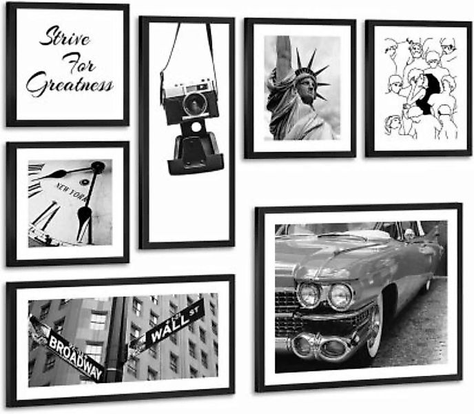 YS-Art™ "Leinwandbild Set ""New York""" schwarz Gr. 200 x 100 günstig online kaufen