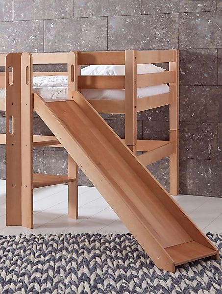 Relita Hochbett "Eliyas", inkl. Rolllattenrost, mit Leiter, Rutsche u. Text günstig online kaufen