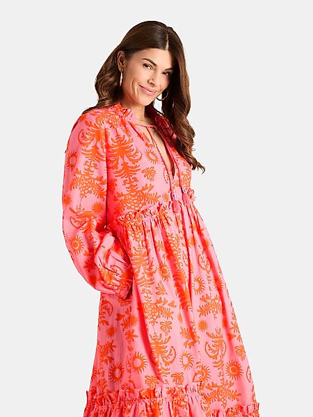 Lieblingsstück Druckkleid "EddaL" Eingrifftaschen mit Rüschen-Details, Lang günstig online kaufen