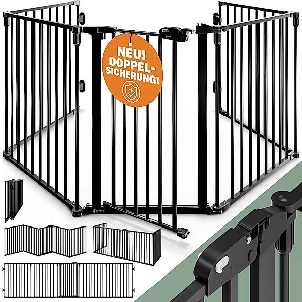 Kaminschutzgitter Schwarz Stahl 306x76,5cm günstig online kaufen