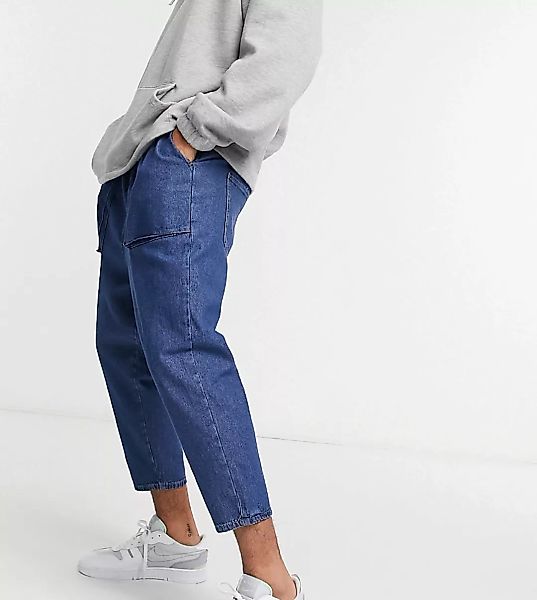ASOS DESIGN – Leichte Jeans mit niedrigem Schnitt in Mittelblau günstig online kaufen