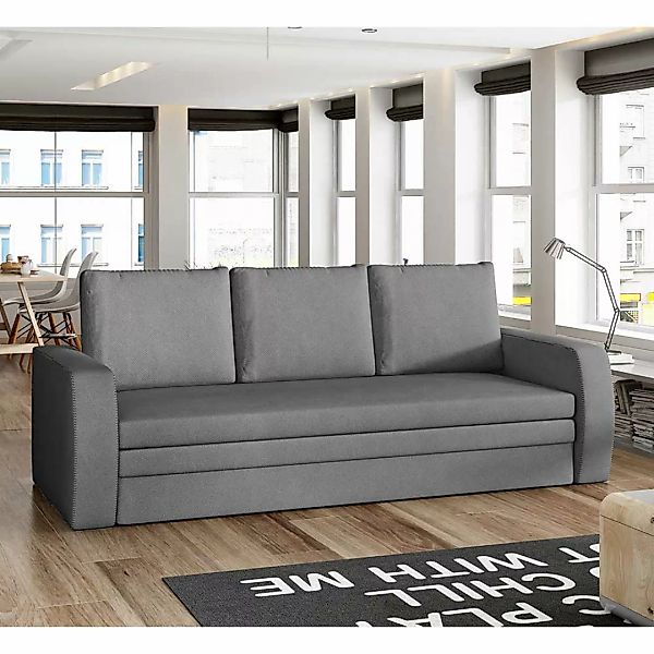 Schlafsofa Sofa in Grau mit Armlehnen günstig online kaufen