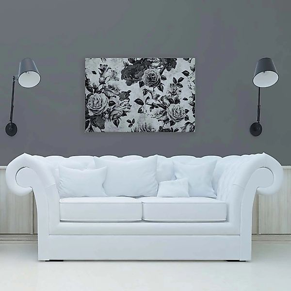 Bricoflor Leinwandbild Schwarz Weiß Mit Blumen Rosen Wandbild Im Vintage St günstig online kaufen