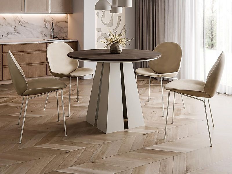 Compleo Esstisch Ø: 100cm oder 120 cm, Designer Tisch, ausziehbarer Tisch T günstig online kaufen