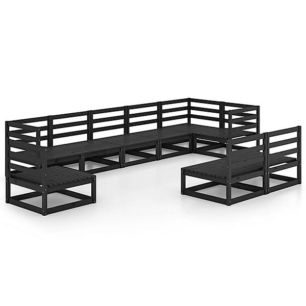 vidaXL 9-tlg Garten-Lounge-Set Schwarz Massivholz Kiefer Modell 4 günstig online kaufen