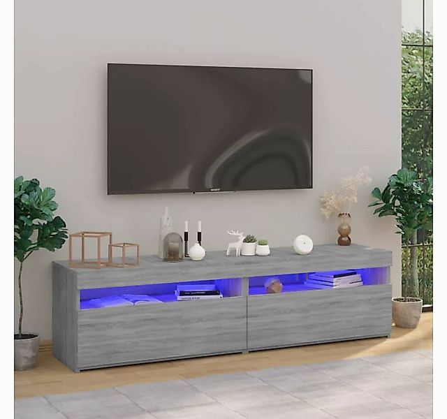 vidaXL TV-Schrank TV-Schrank mit LED Leuchten 2 Stück Grau Sonoma 75x35x40 günstig online kaufen