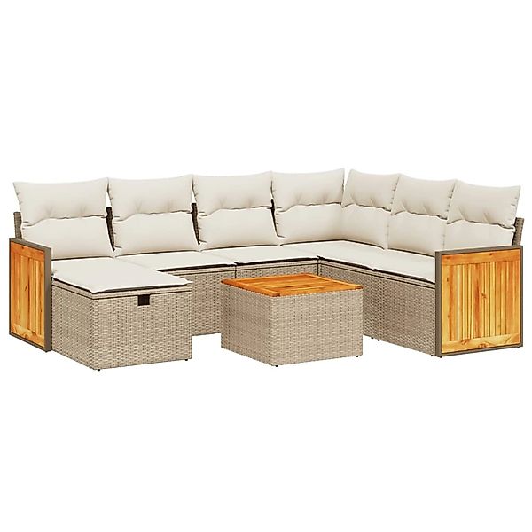 vidaXL 8-Tlg Garten-Sofagarnitur mit Kissen Beige Poly Rattan 3265769 günstig online kaufen