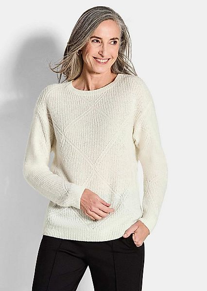 GOLDNER Strickpullover Langarm Pullover mit Rautenmuster Flauschiger U-Boot günstig online kaufen