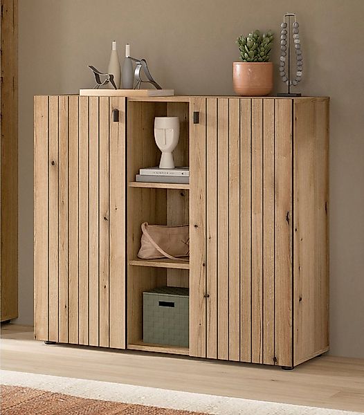 Home affaire Schuhschrank TATIO, Breite 106 cm, Rillenoptik, offene Fächer, günstig online kaufen