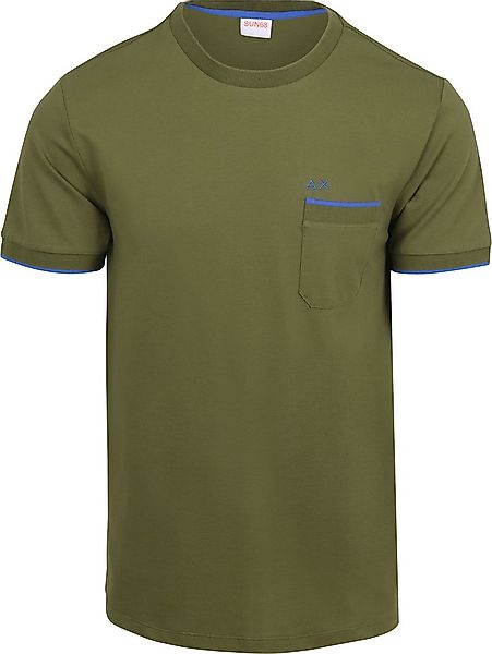 Sun68 Piqué T-Shirt Fluo Stripe Army - Größe XL günstig online kaufen