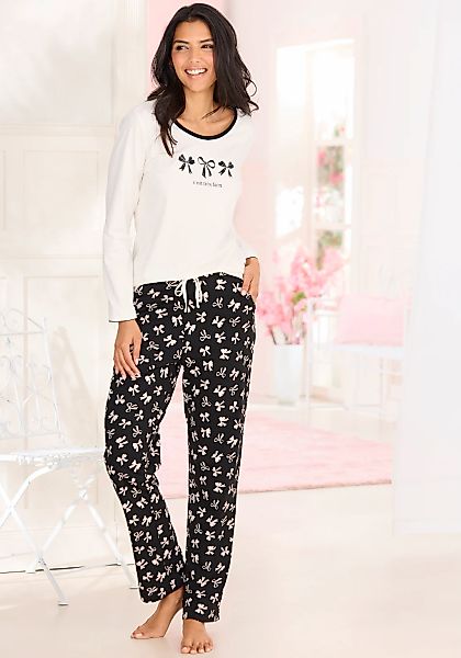 Vivance Dreams Pyjama Set, 2-teilig, 2 tlg. mit süßem Schleifenmuster günstig online kaufen
