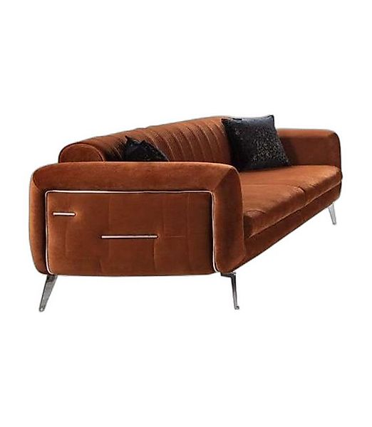 Xlmoebel Sofa Orangene Design Sofagarnitur Samt Drei-Sitzer Luxussofa, 1 Te günstig online kaufen