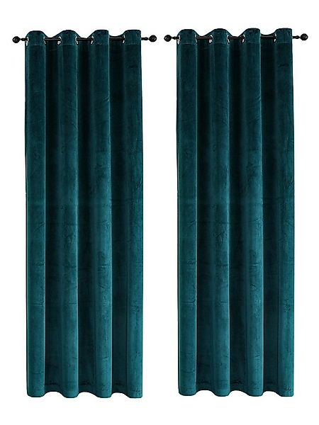 Haus und Deko Gardine Vorhang 2er Set Ösen Verdunkelung 140x245 cm Samt wei günstig online kaufen