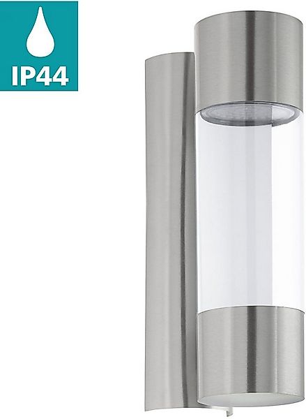 EGLO Wandleuchte ROBLEDO Wandlampe, Edelstahl und Kunststoff, IP44, Außenla günstig online kaufen