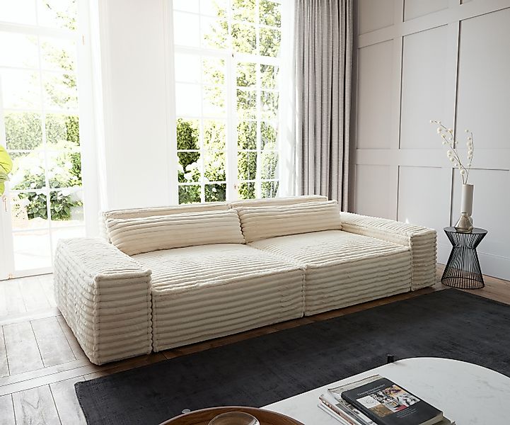 Big-Sofa Sirpio XL 270x130 cm Plüschcord Beige günstig online kaufen