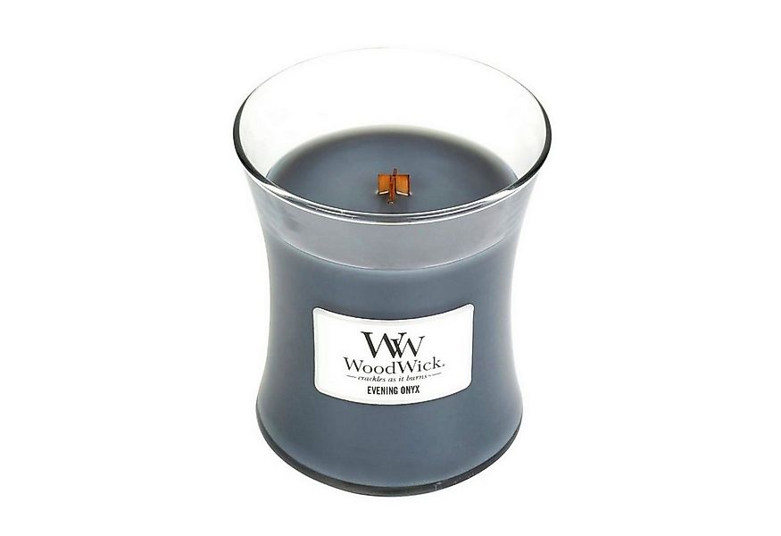 Woodwick Duftkerze Evening Onyx im mittelgroßen Sanduhr Glas mit Holzdeckel günstig online kaufen
