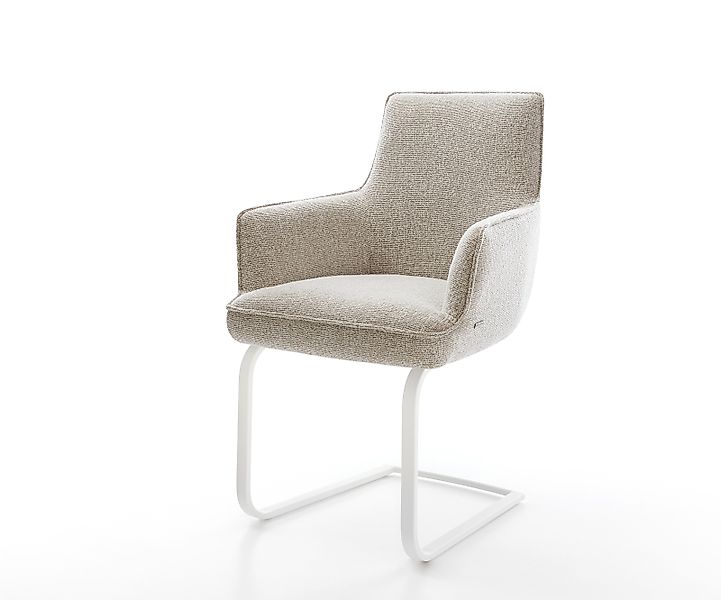 Freischwinger Heira-Flex mit Armlehnen Webstoff Soft Beige Freischwinger fl günstig online kaufen