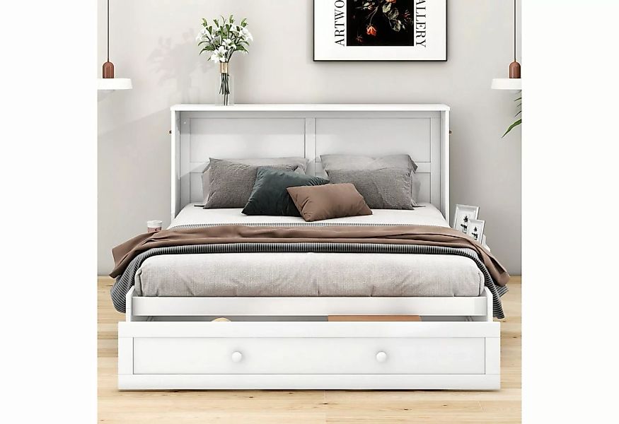 HAUSS SPLOE Schrankbett 140 x 200cm mit Schubladen am Bettende und kleinem günstig online kaufen