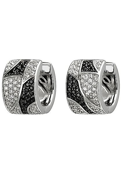 JOBO Paar Creolen, 925 Silber mit 114 Zirkonia schwarz und weiß günstig online kaufen