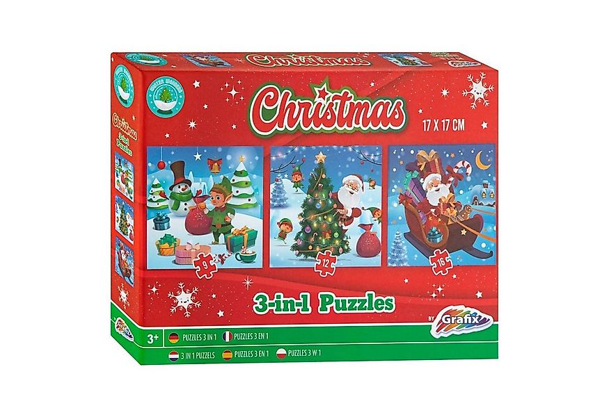 BURI Steckpuzzle Weihnachtspuzzle 3in1 Weihnachtsgeschenk Kinderpuzzle 3x 1 günstig online kaufen