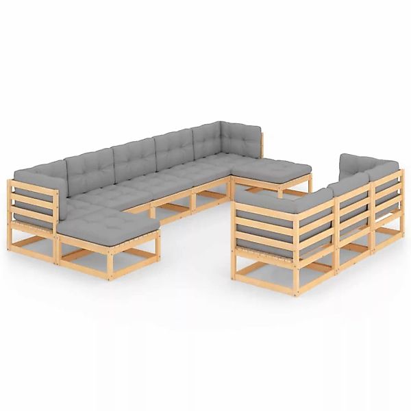 10-tlg. Garten-lounge-set Mit Kissen Massivholz Kiefer günstig online kaufen