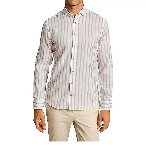 Hackett Herringbone Stripe Langarm Hemd M Tan / White günstig online kaufen