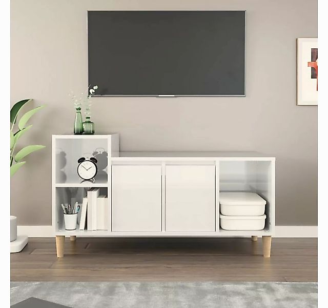 vidaXL TV-Schrank TV-Schrank Hochglanz-Weiß 100x35x55 cm Spanplatte günstig online kaufen