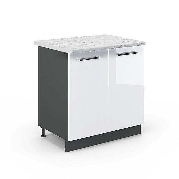 Vicco Spülenunterschrank Fame-Line Weiß Hochglanz/Anthrazit 80 cm mit Regal günstig online kaufen