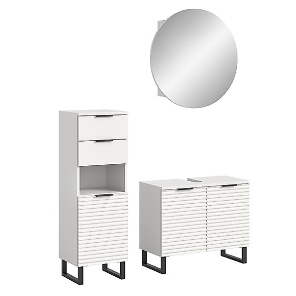 Badkombination Riff m. Standschrank Weiß Nachbildung 120 cm 3-tlg. günstig online kaufen