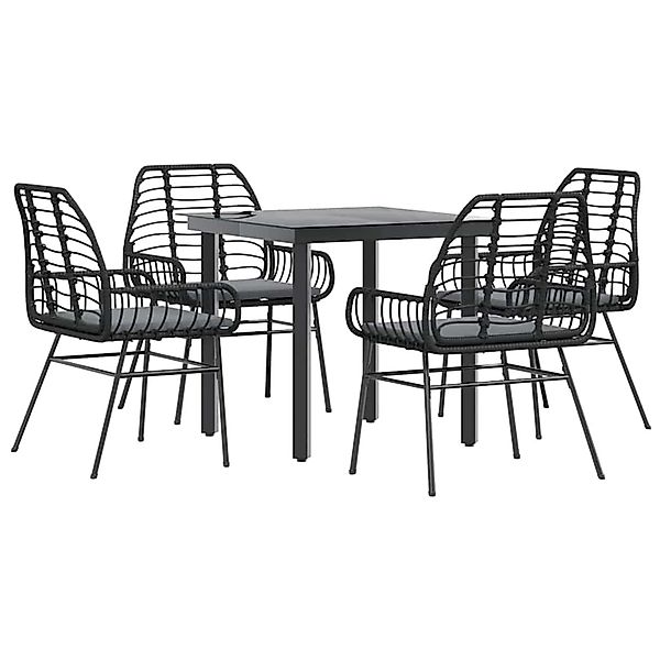 vidaXL 5-Tlg Garten-Essgruppe mit Kissen Schwarz Poly Rattan Glas 3334549 günstig online kaufen