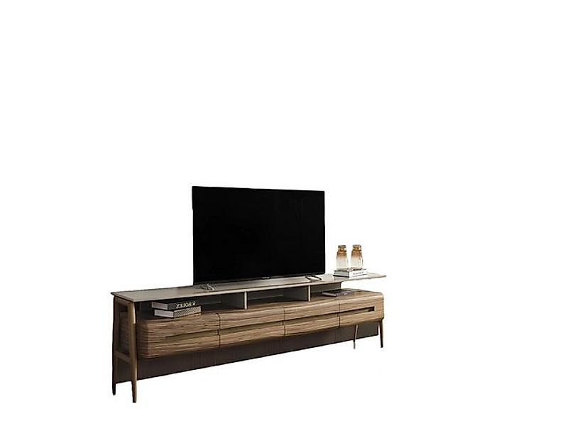 Xlmoebel TV-Schrank Stilvolles braunes Holz-TV-Möbel mit niedrigem Board, T günstig online kaufen