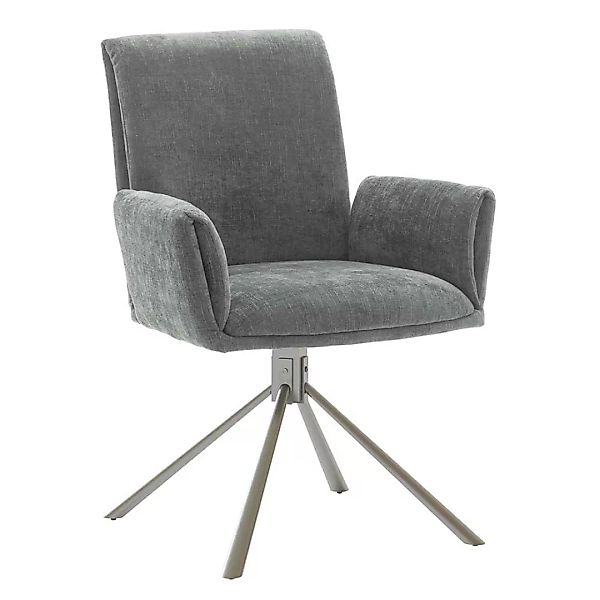 Drehbare Esstisch Stühle in Grau Chenillegewebe modern (2er Set) günstig online kaufen