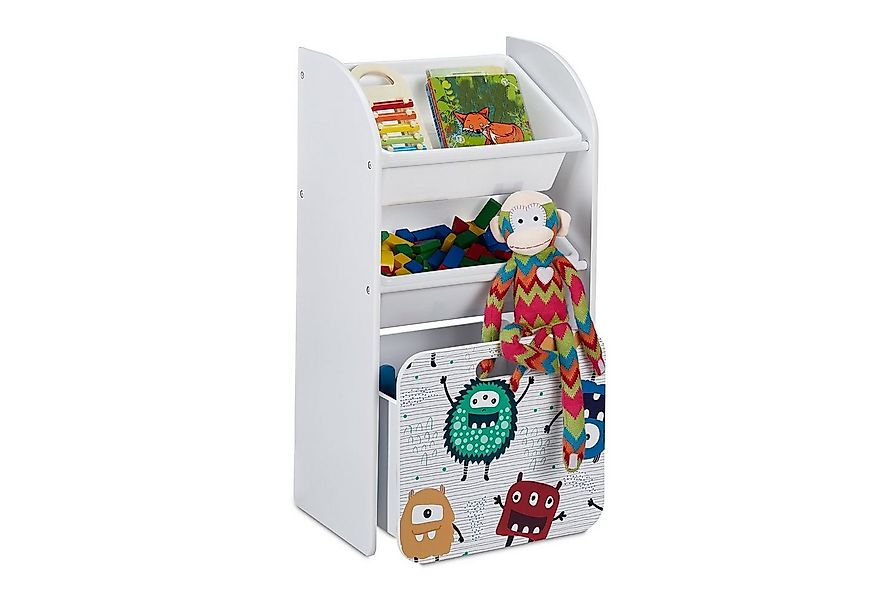 relaxdays Standregal Schmales Kinderregal mit Monstern günstig online kaufen