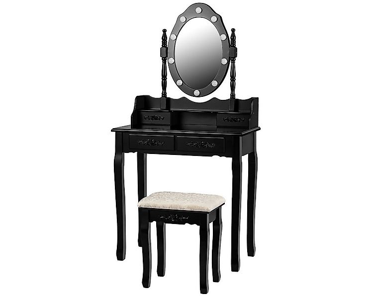 COSTWAY Schminktisch mit drehbarem Spiegel, Beleuchtung (mit Hocker), 4 Sch günstig online kaufen