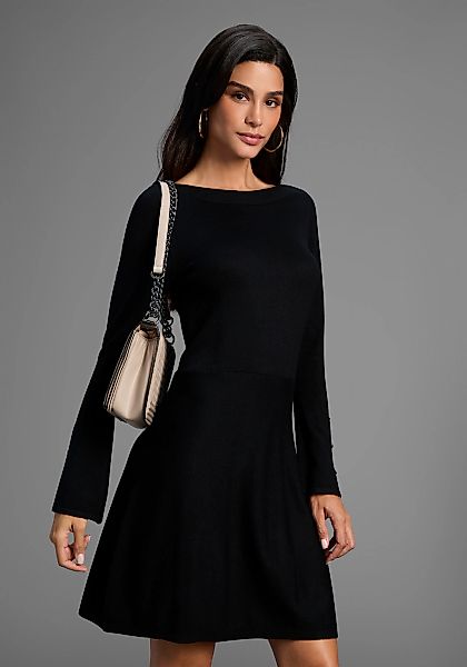 Laura Scott Strickkleid Ohne Taschen in ausgestellter Mini-Form mit Zierknö günstig online kaufen