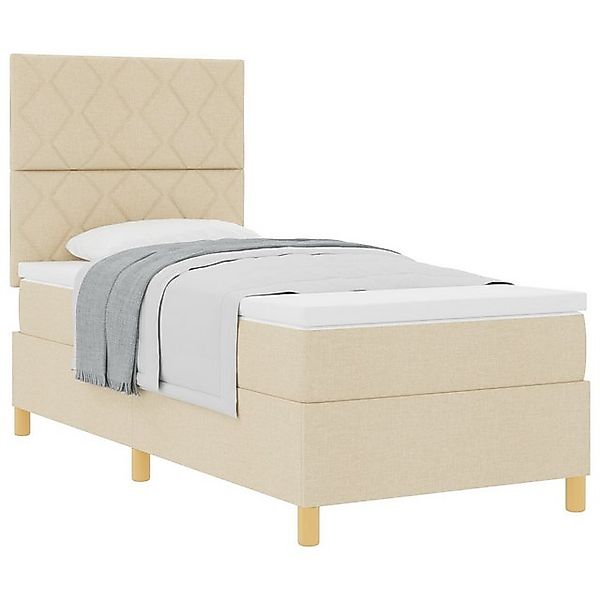 vidaXL Bett Boxspringbett mit Matratze Creme Einzelstoff (1-tlg) günstig online kaufen