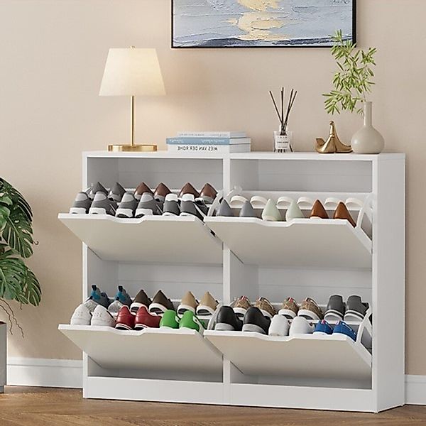 VOWNER Schuhschrank mit 4 Klappen, schmaler Schuhregal günstig online kaufen