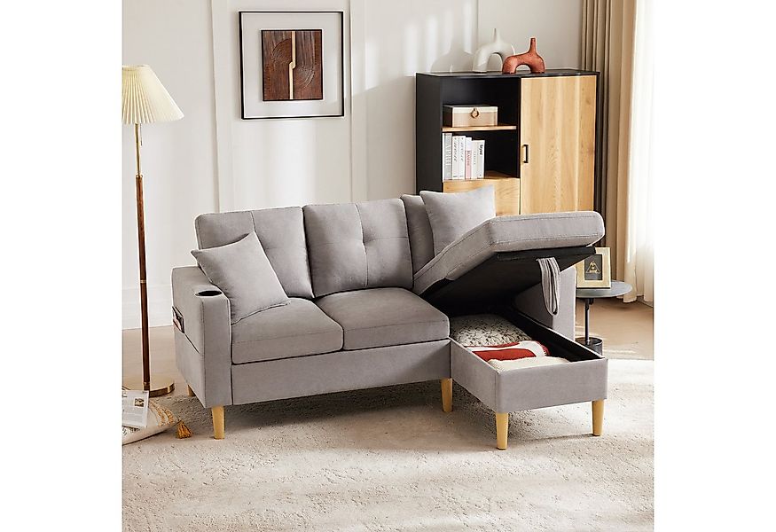 HAUSS SPOLE Ecksofa 3-Sitzer Ecksofa mit Stauraum,couch mit Getränkehalter günstig online kaufen