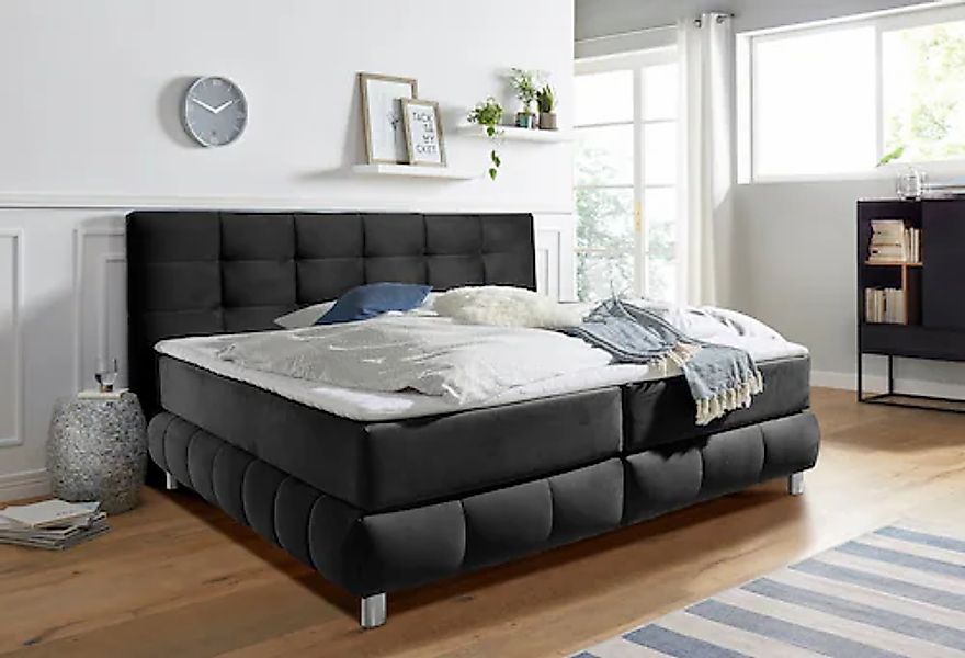 andas Boxspringbett "Salo XXL", in Samtoptik oder Struktur, 6 Breiten in Üb günstig online kaufen