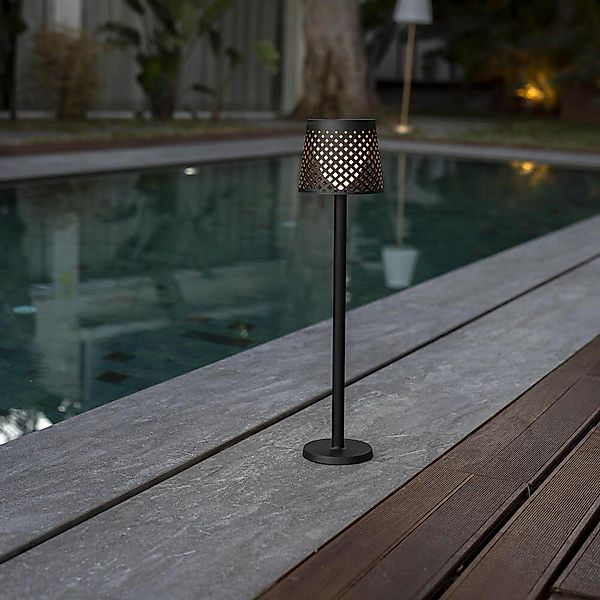 LED Solar Akku Leuchte 5 in 1 Greta in Schwarz 0,5W 100lm IP65 mit Dämmerun günstig online kaufen