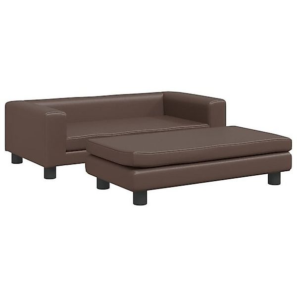 vidaXL Kindersofa Kindersofa mit Hocker Braun 100x50x30 cm Kunstleder Kinde günstig online kaufen