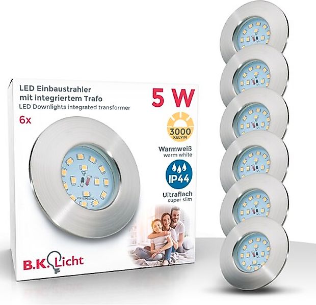 B.K.Licht LED Bad-Einbauleuchte »Elias«, 6er Set, Schutzart IP44, spritzwas günstig online kaufen