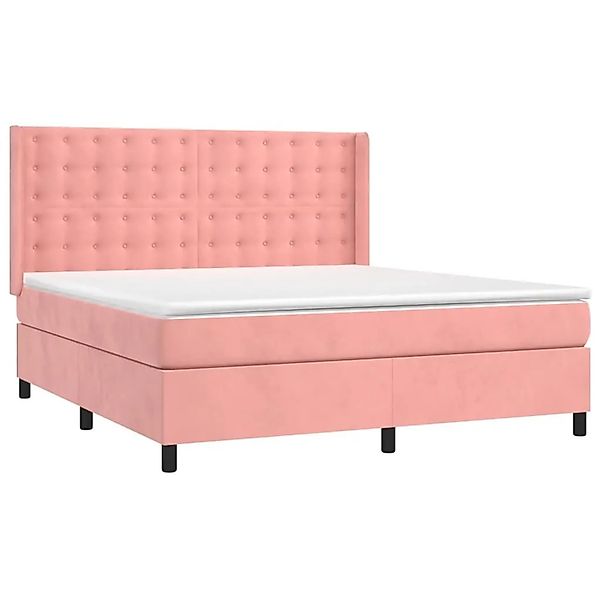 vidaXL Boxspringbett mit Matratze & LED Rosa 160x200 cm Samt 3139816 günstig online kaufen