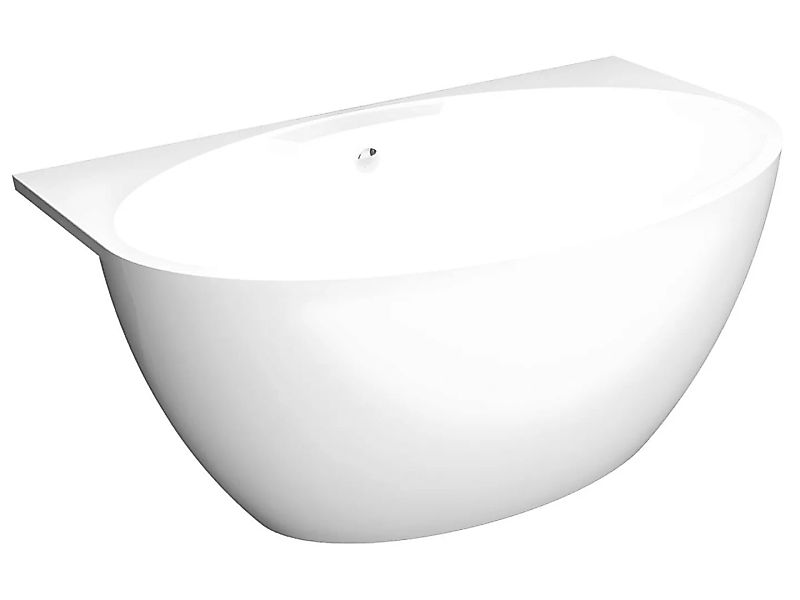 Badewanne halb freistehend oval - Acryl - 197 L - 151 x 94 x 60 cm - Weiß - günstig online kaufen