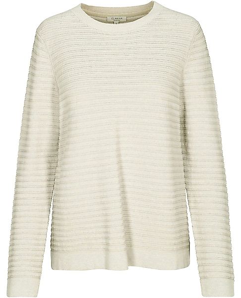 Clarina Strickpullover Rundhalspullover mit Querrippe günstig online kaufen