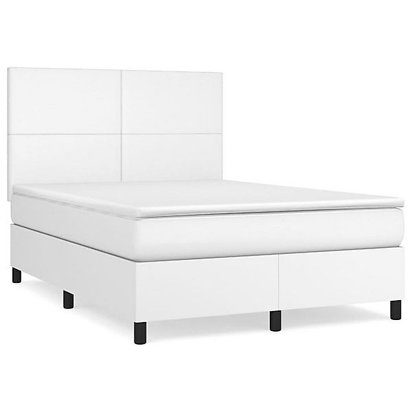 vidaXL Boxspringbett, Boxbett mit Matratze Weiß 140x200 cm Kunstleder günstig online kaufen