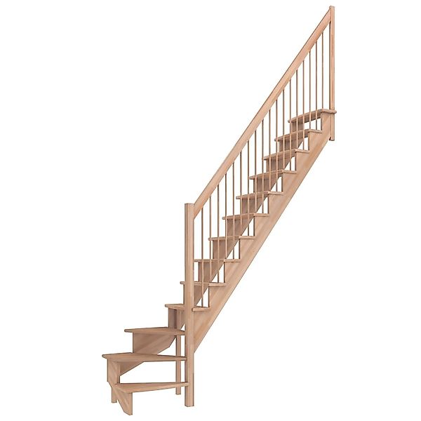 Dolle Raumspartreppe Lyon Buche Holzgeländer 75 cm 1/4-gewendelt U/R FSC® günstig online kaufen