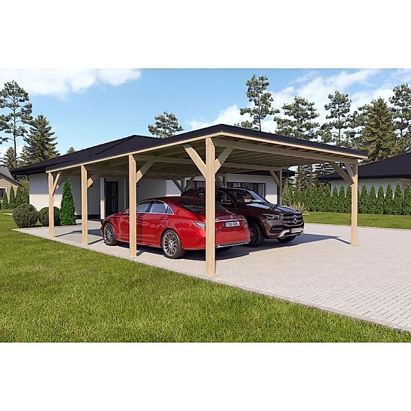 Holzbrüder Carport Ralf 52m² Imprägniert-Schwarz günstig online kaufen