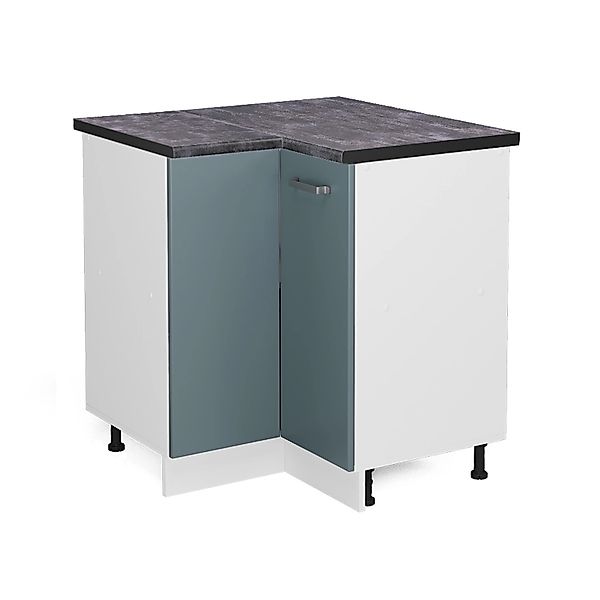Vicco Eckunterschrank R-Line Küchen Eckschrank Blau-Grau/Weiß 76 cm AP Eich günstig online kaufen